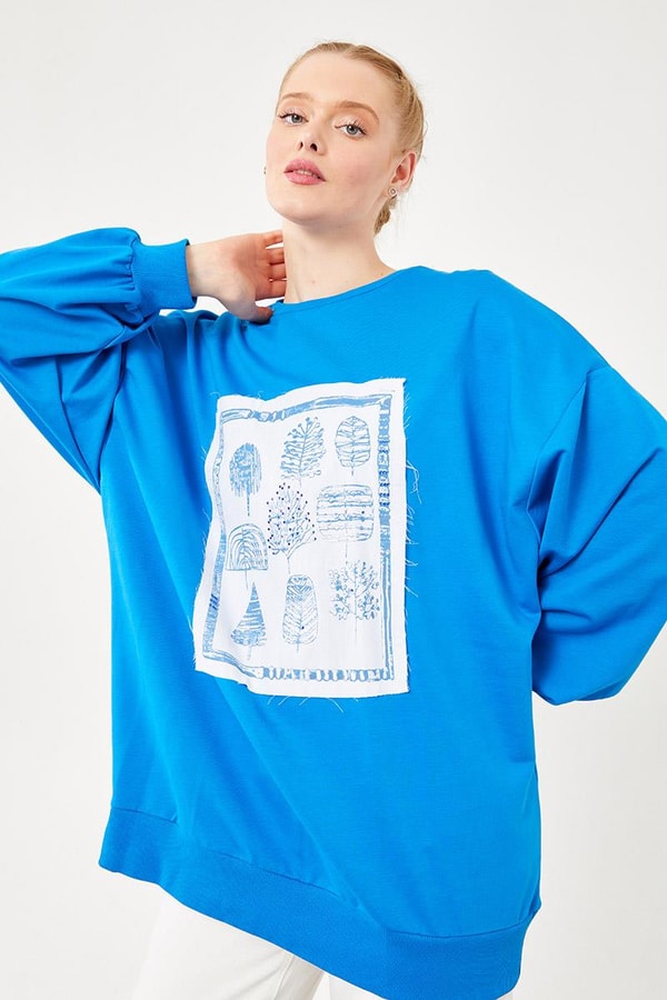 LevidorSaks Bisiklet Yaka Baskılı Sweat