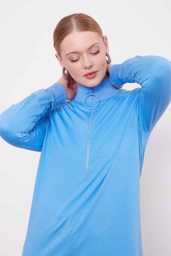 LevidorSaks Dik Yaka Fermuar Kapamalı Penye Tunik