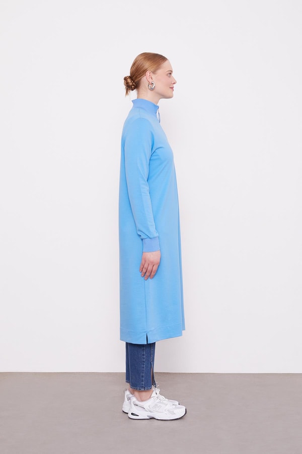 LevidorSaks Dik Yaka Fermuar Kapamalı Penye Tunik