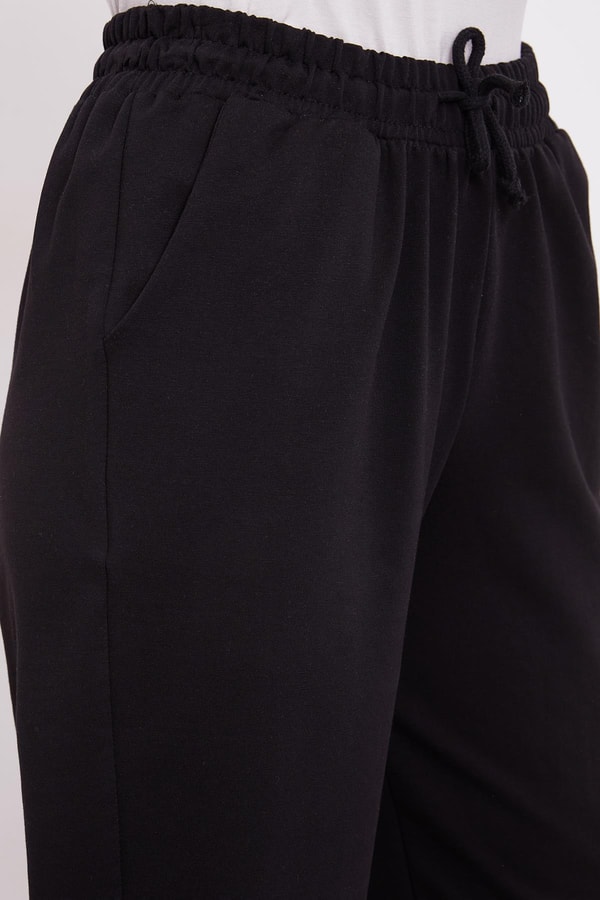 LevidorSiyah Belli Lastikli Cepli Spor Pantolon