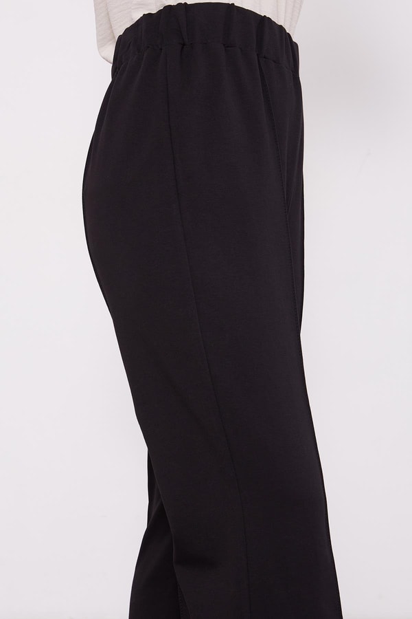 LevidorSiyah Geniş Paça Beli Lastikli Spor Pantolon