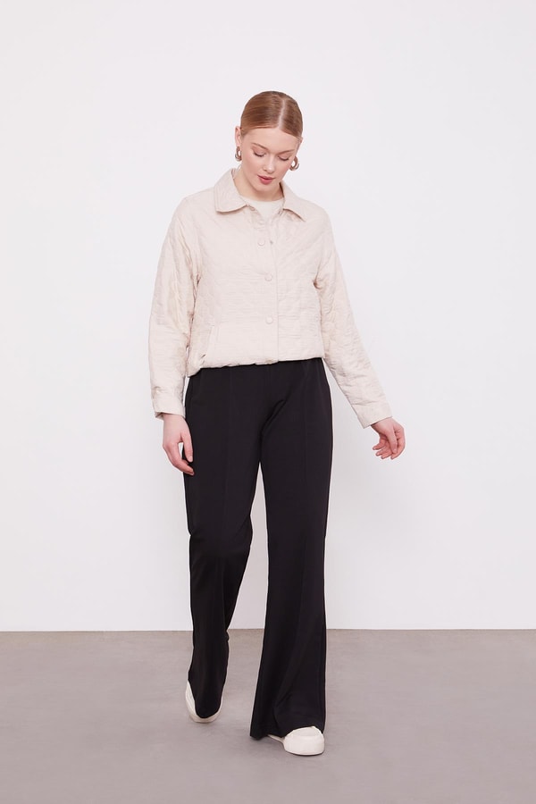 LevidorSiyah Geniş Paça Beli Lastikli Spor Pantolon