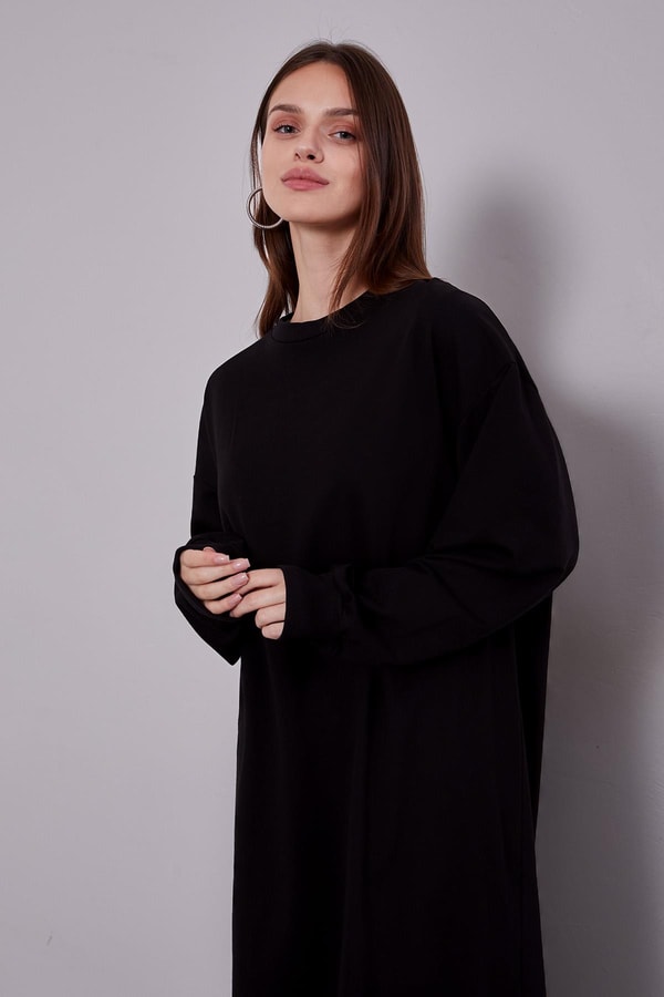 LevidorSiyah Uzun Ribana Sweatshirt
