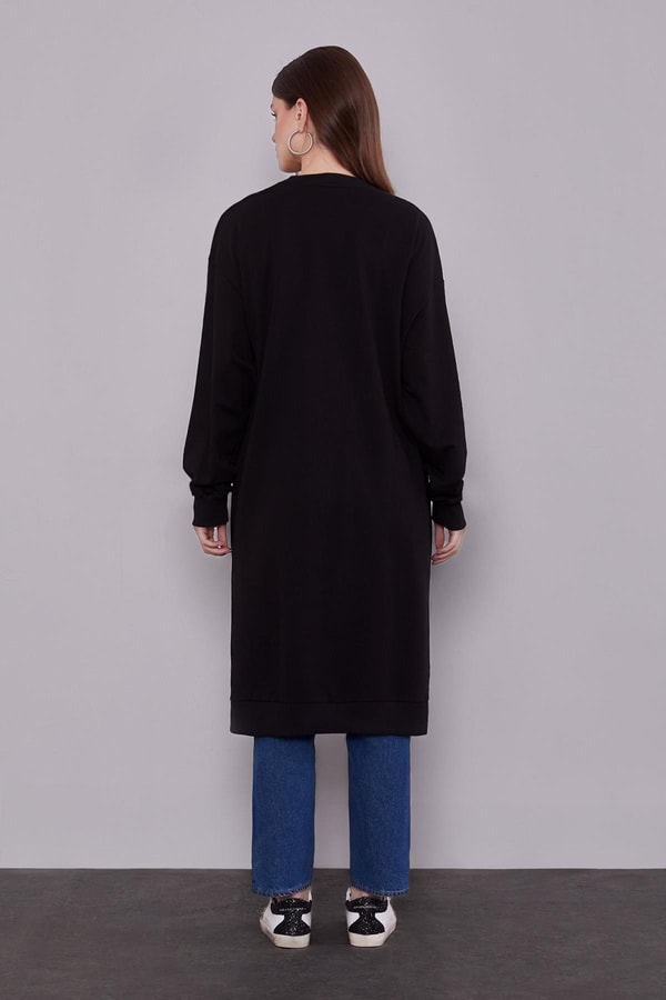 LevidorSiyah Uzun Ribana Sweatshirt