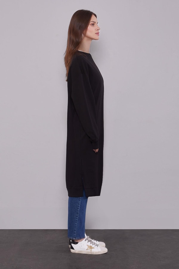 LevidorSiyah Uzun Ribana Sweatshirt