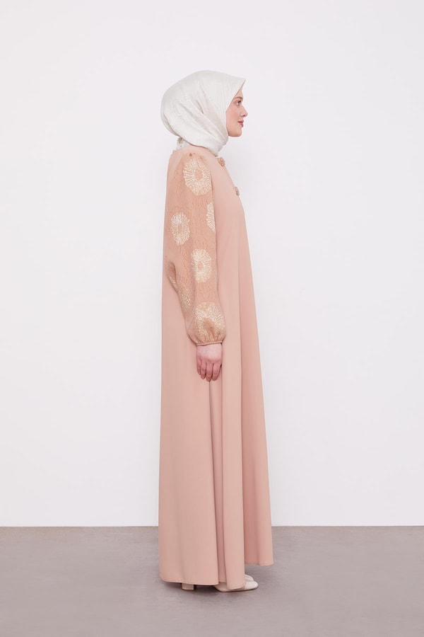 LevidorSomon Balon Kol İşleme Detaylı Ferace