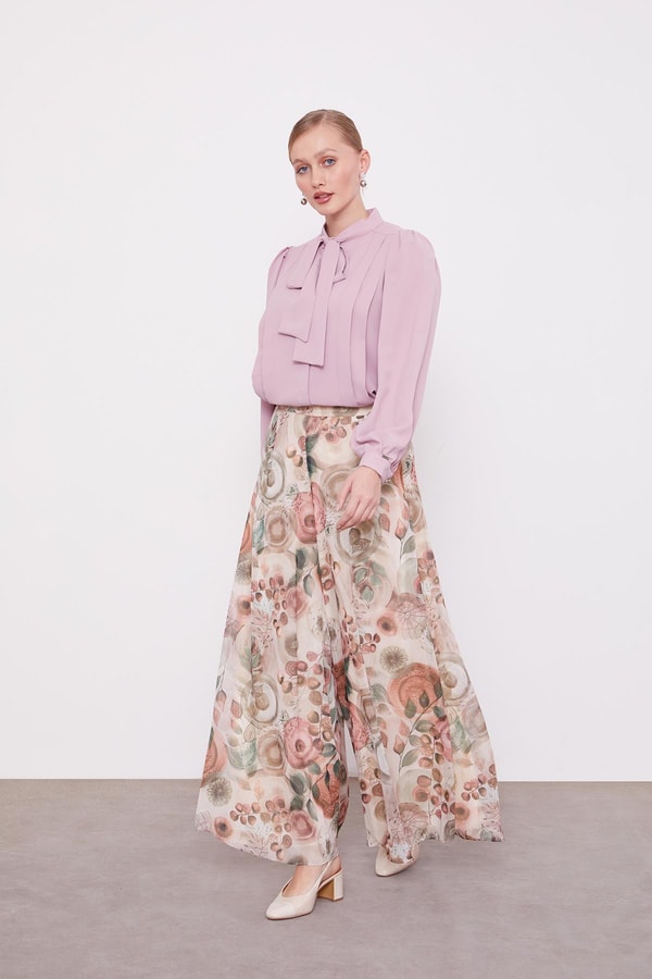 LevidorSomon Çiçek Desenli Geniş Kalıp Pantolon