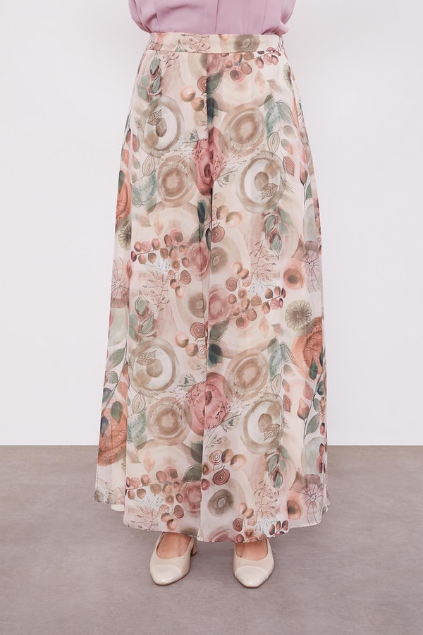 LevidorSomon Çiçek Desenli Geniş Kalıp Pantolon