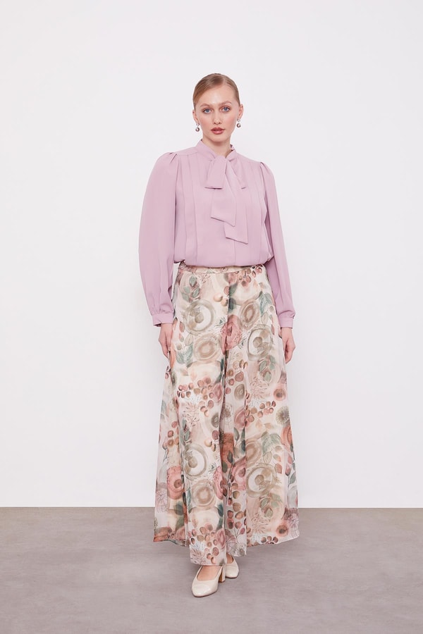 LevidorSomon Çiçek Desenli Geniş Kalıp Pantolon