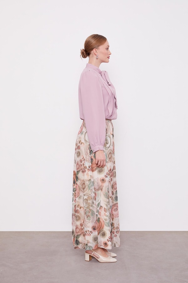 LevidorSomon Çiçek Desenli Geniş Kalıp Pantolon