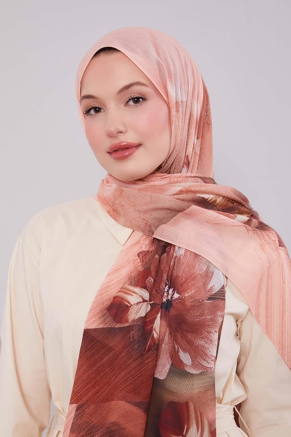 LevidorSomon Çiçekli Çizgili  Pamuk Şal