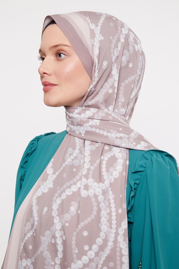 LevidorSütlü Kahve İnci Desenli Elegance Şal