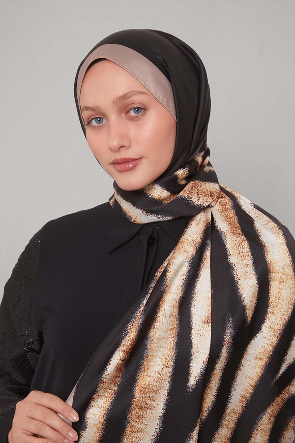 LevidorSütlü Kahve Leopar Desen Twill Şal