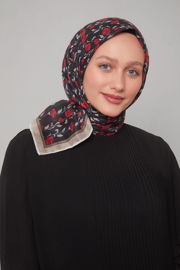LevidorSütlü Kahve Sarmaşık Desen Soft Eşarp