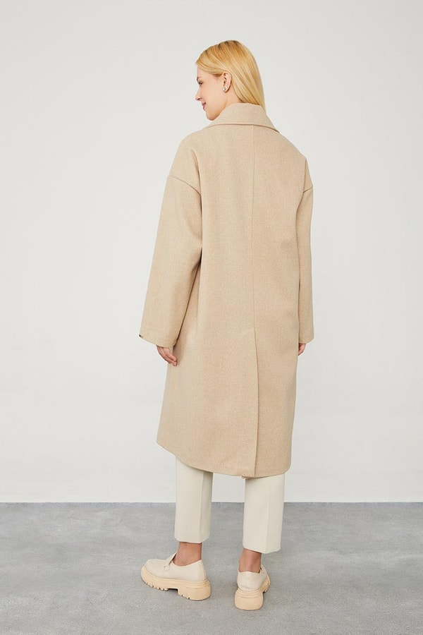 LevidorToprak Oversize Astarsız Kaşe Kaban