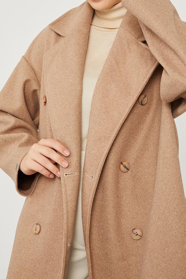 LevidorToprak Oversize Astarsız Kaşe Kaban