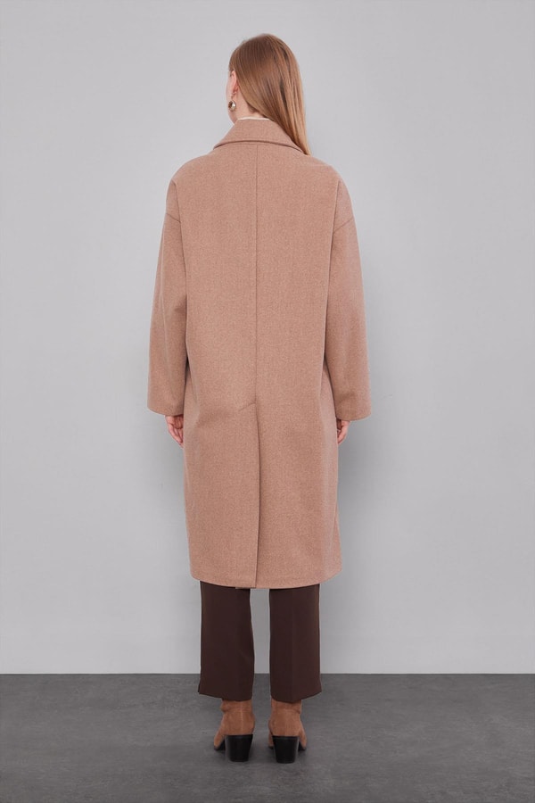 LevidorToprak Oversize Astarsız Kaşe Kaban