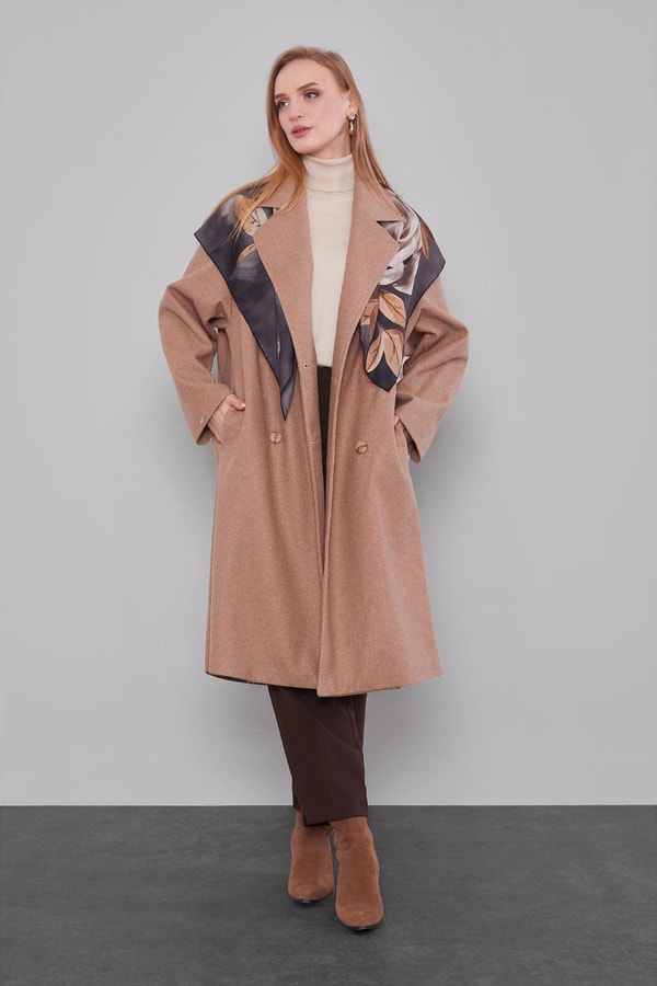 LevidorToprak Oversize Astarsız Kaşe Kaban