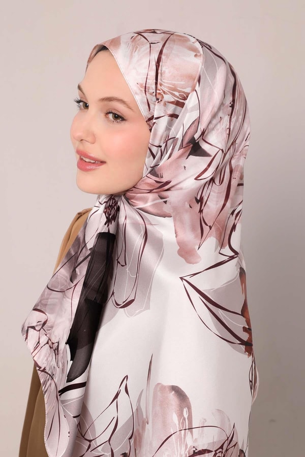 LevidorVizon Soyut Çiçek Desen Twill Şal