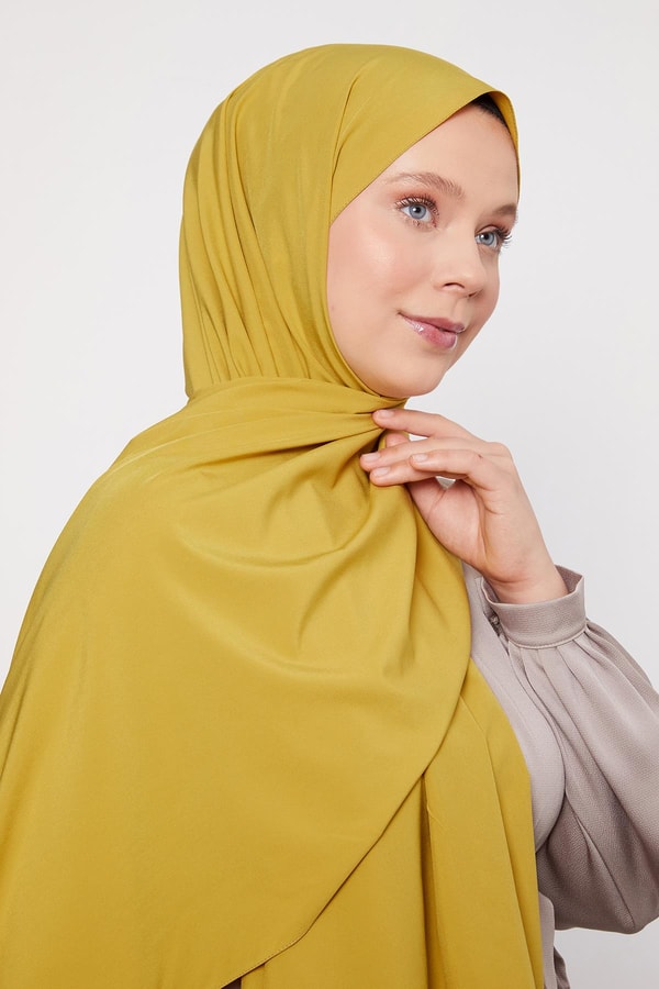 LevidorYağ Yeşili Düz Desen Elegance Şal