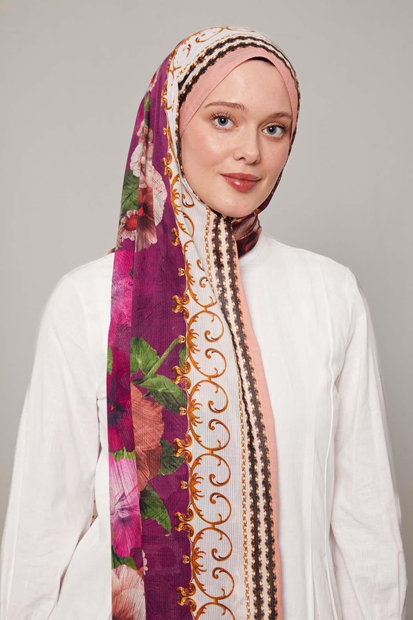 LevidorYavruağzı Varak Desen Pamuk Şal