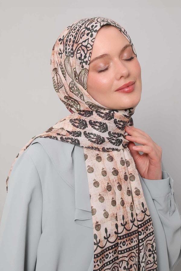 LevidorYeşil Otantik Desen Pamuk Şal