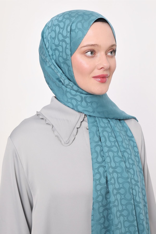LevidorYosun Yeşili S Desen Blue Jakar Şal
