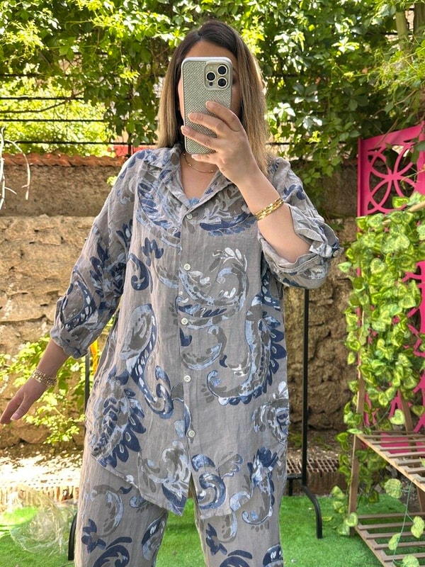 %100 Keten İthal Takım Vizon
