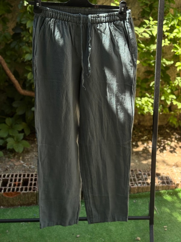 %100 Keten Pantolon