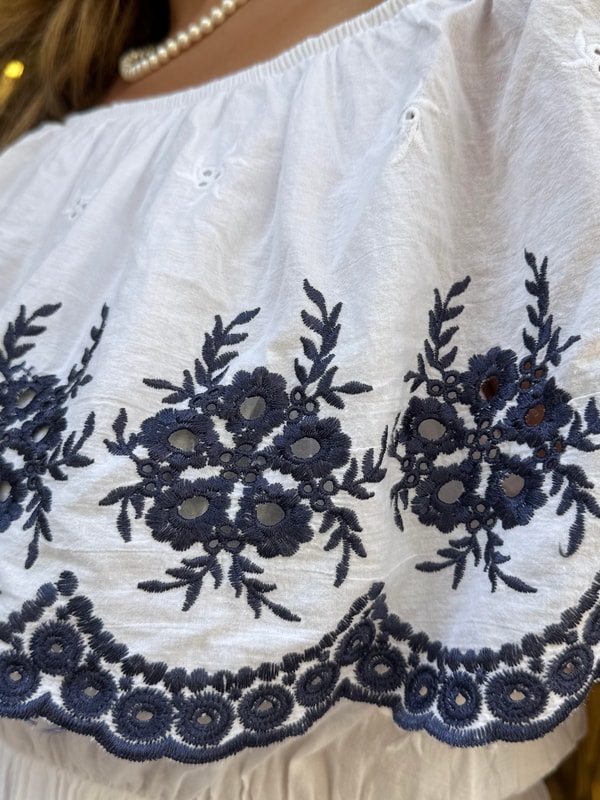 %100 Pamuk  Fistolu Kayık Yaka Detaylı İthal Elbise