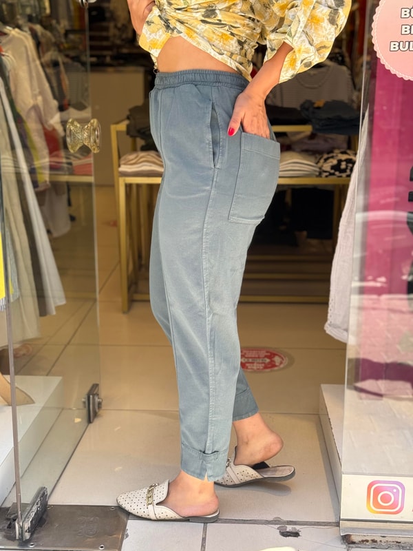 %100 Pamuk İnce Gabardin Pantolon Yeşil