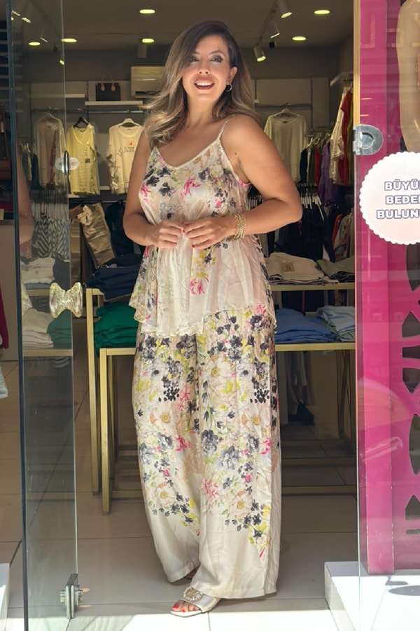 Ayarlanabilir İp Askılı Saten İpek İthal Takım Pembe