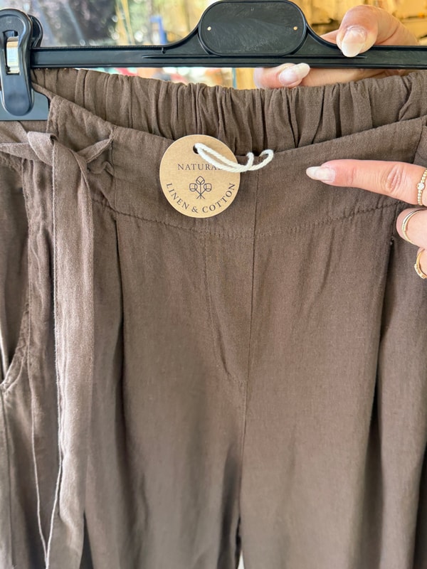 Beli Kurdele Detaylı Geniş Pantolon Kahverengi