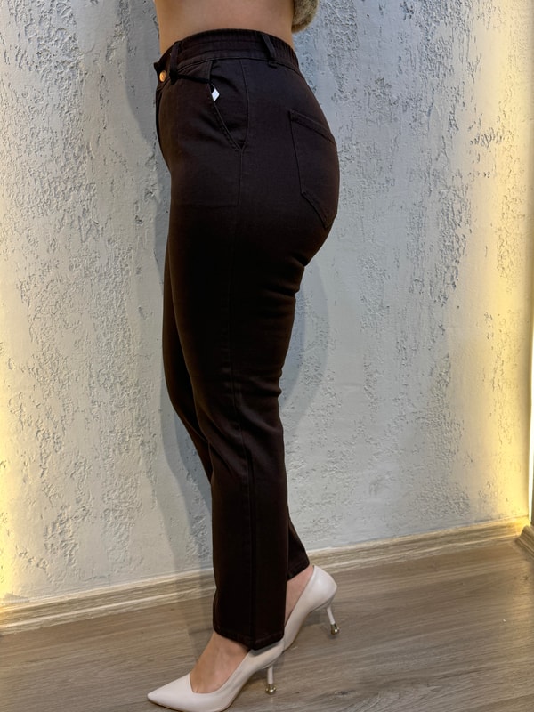 Beli Lastikli Pantolon Acı Kahve