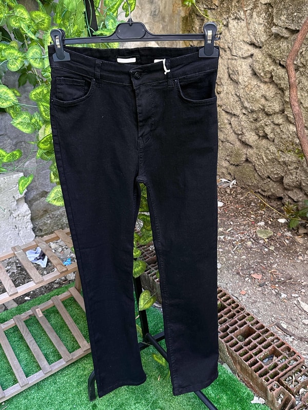 Boru Paça Kanvas Pantolon Siyah