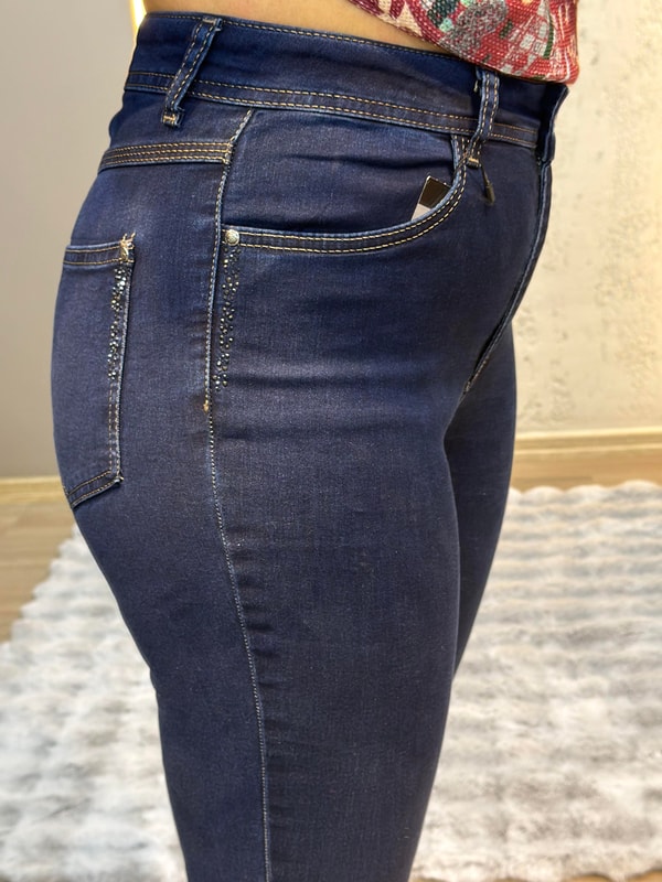 Cepleri Taş Detaylı Slim Fit Kot Pantolon