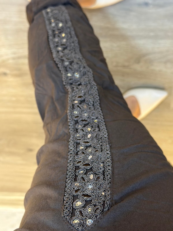 Full Likralı Payet Küpür Detaylı Pantolon Gri