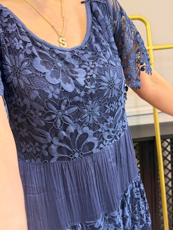 İpek Viscose Elbise Lacivert