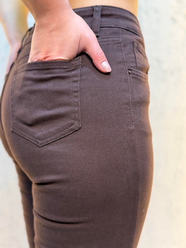 İspanyol Paça Kanvas Pantolon Acı Kahve Koyu
