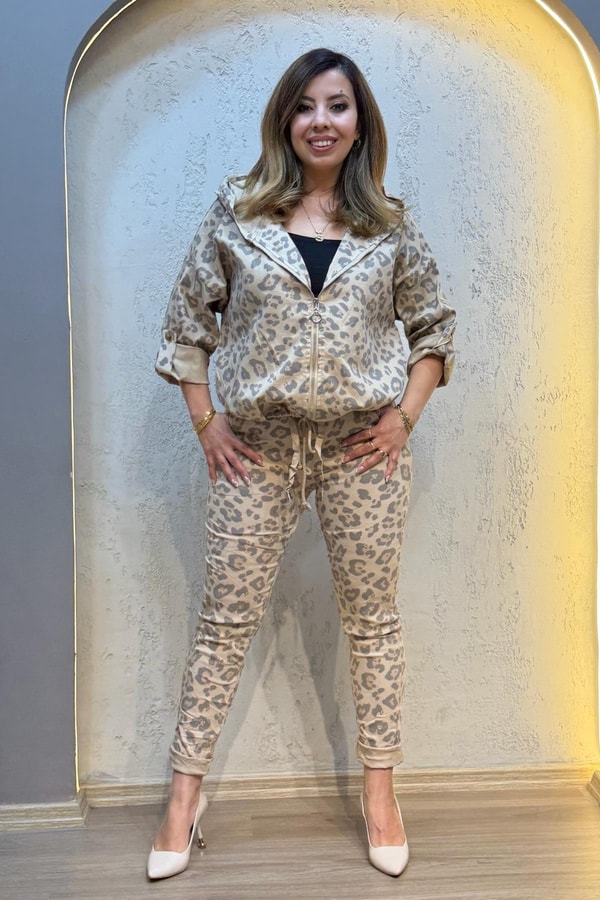 İthal Leopar Desenli Takım