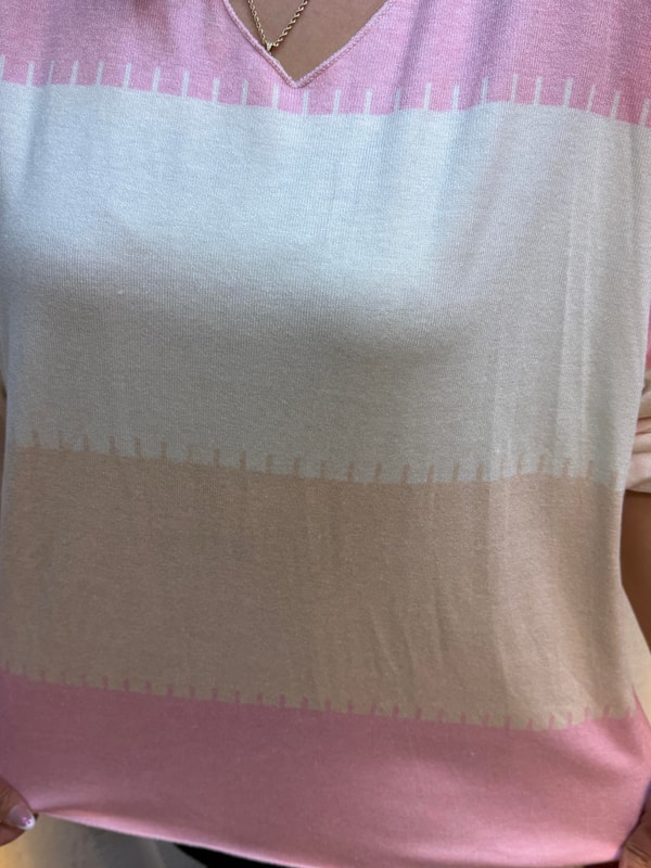 Kalın Çizgili İthal Bluz Pembe