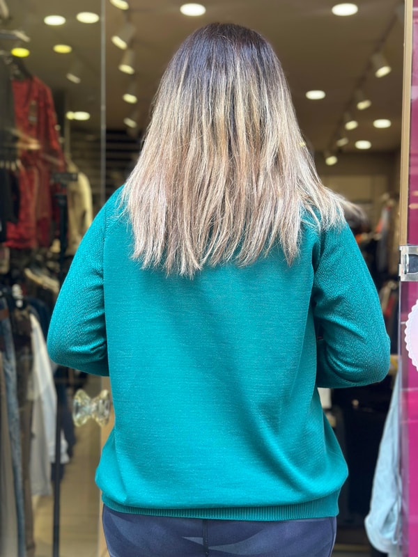 Kol Ajur Detaylı Triko Yeşil