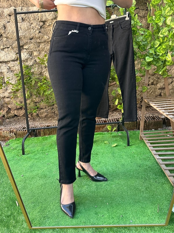 Likralı Boru Paça Pantolon Siyah