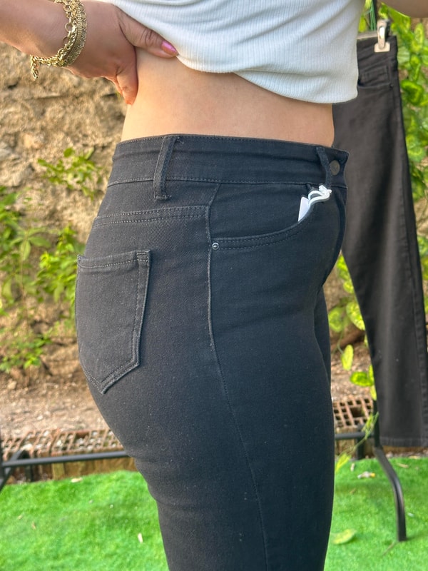 Likralı Boru Paça Pantolon Siyah