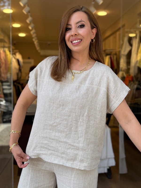Linen Takım Krem