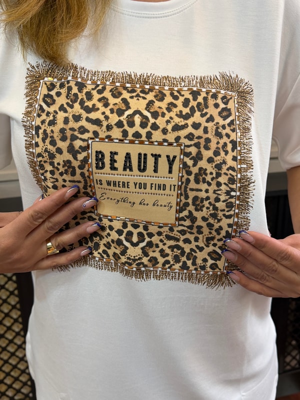 Oysh Leoparlı Bluz Ekru