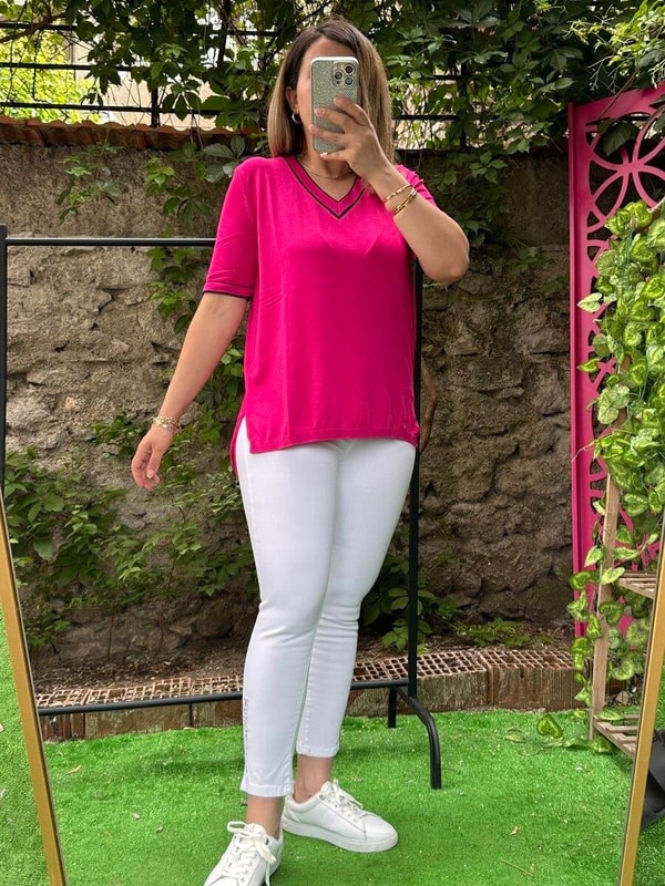 Paça Lazer Detaylı Pantolon Beyaz