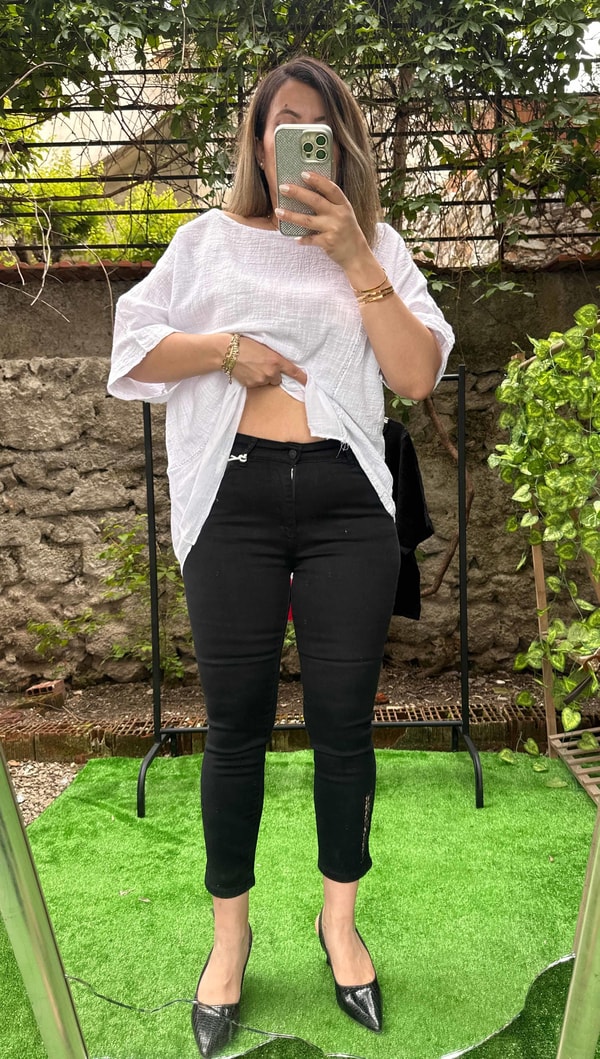 Paça Lazer Detaylı Pantolon Siyah