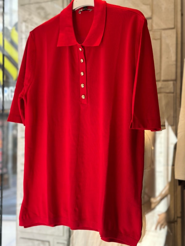 Polo Yaka Gold Düğmeli Merserize Bluz