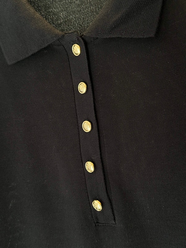 Polo Yaka Gold Düğmeli Merserize Bluz